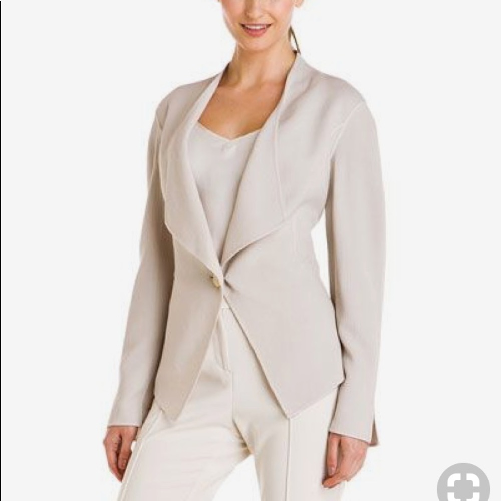 St.John Alabaster Wool Jacket w/custom 3/4 Sleeve.